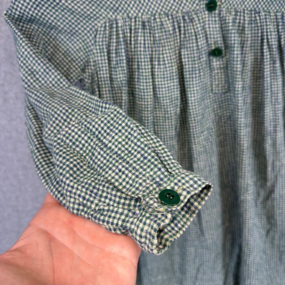 Vintage Fiorucci Dress Childrens Girl Size 6 Green Checkered Button Front A-Line - Picture 4 of 15